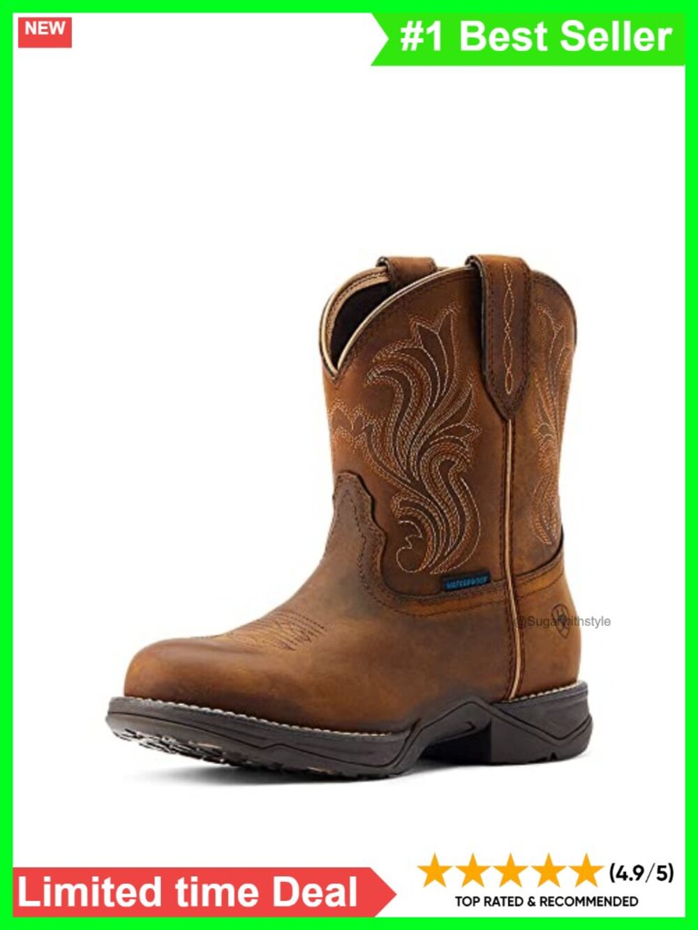 Ariat Anthem Shortie Waterproof Western Boot Full-Grain Leather